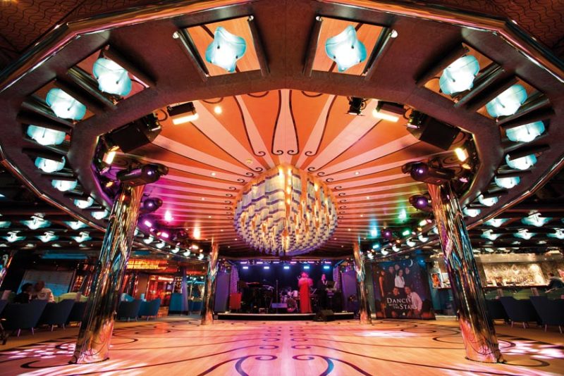 There's live music and a dance floor at Grand Bar Mirabilis, on deck 2 of Costa Deliziosa.