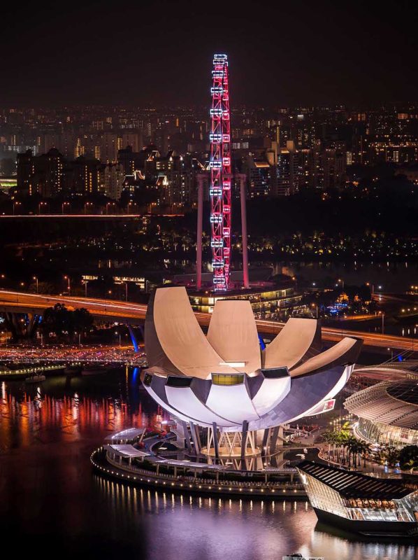 The Lotus flower shaped ArtScience Museum in Marina Bay Sands, Singapore.