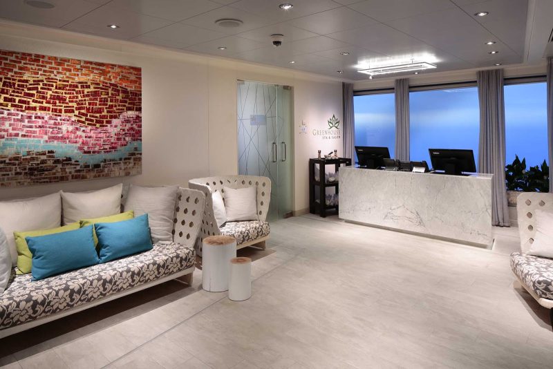 The reception area of the spa aboard ms Koningsdam.