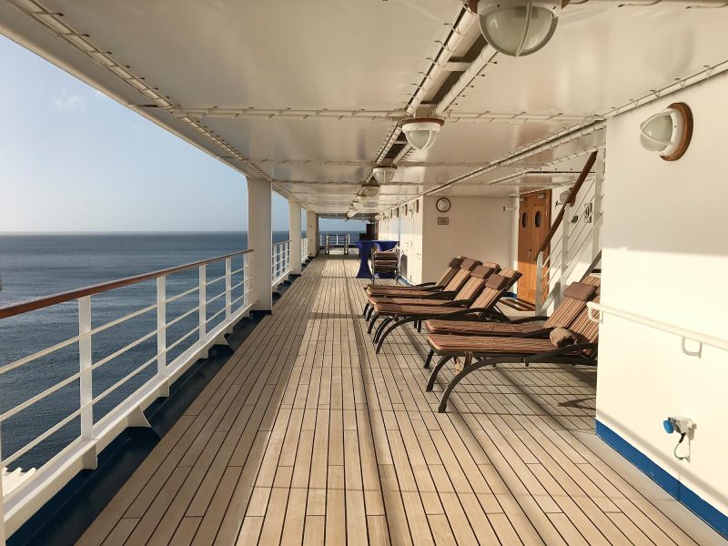 The main deck of Silver Spirit during a quiet time in the late afternoon.
