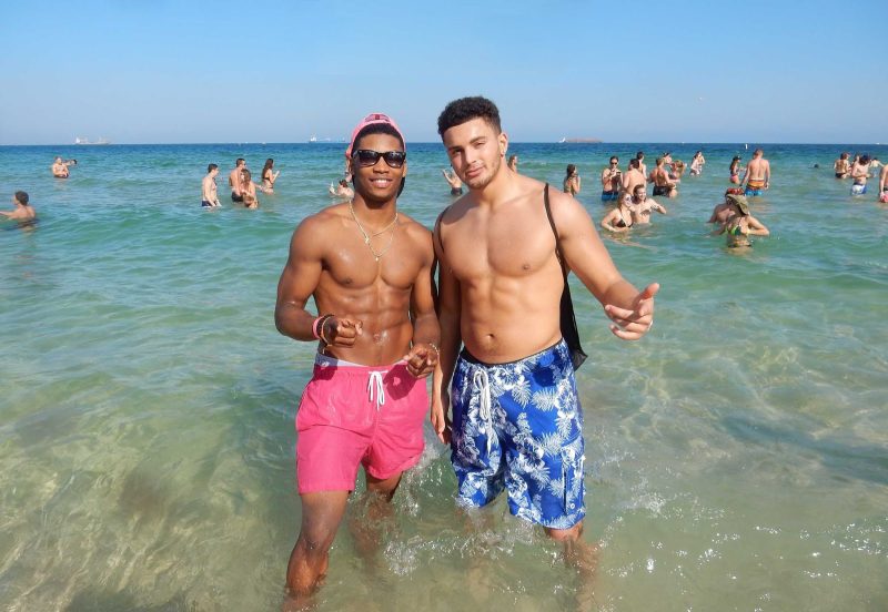 Two guys from a midwestern college (Iowa State I think) on spring break in Fort Lauderdale.