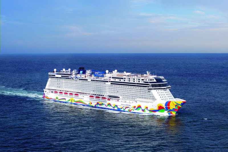  The 4,000-passenger Norwegian Encore sails to destinations in the Caribbean and Alaska.  
