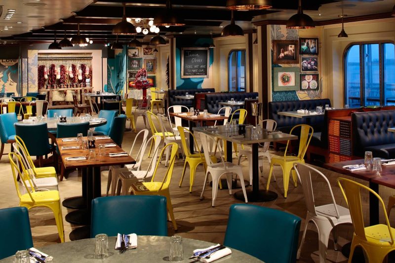 Jamie's Italian aboard Anthem of the Seas features rustic, homemade favorites in an upscale venue overseen by celebrity chef Jamie Oliver.