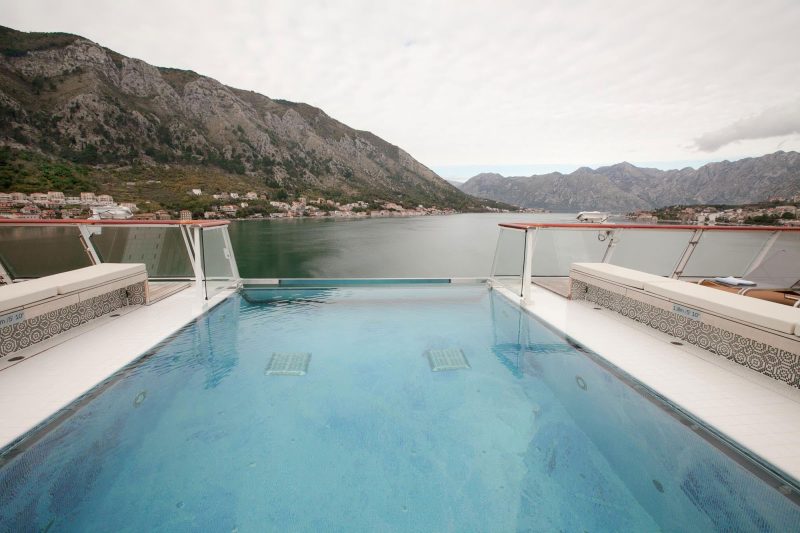A view of Kotor, Montenegro, from the infinity pool on Viking Star.