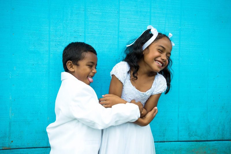 Dressed up in their Sunday best, these children are headed for Sunday services in Tonga.
