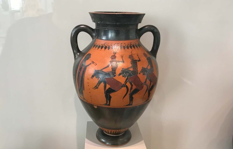 Neck Amphora: Equestrian Chorus, pottery that dates to 530-540 B.C. at the Altes Museum in Berlin.