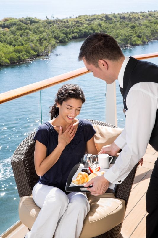 Celebrity Suite Class benefits include a suites-only dining room, VIP lounge and personal butler who'll serve you on your balcony.