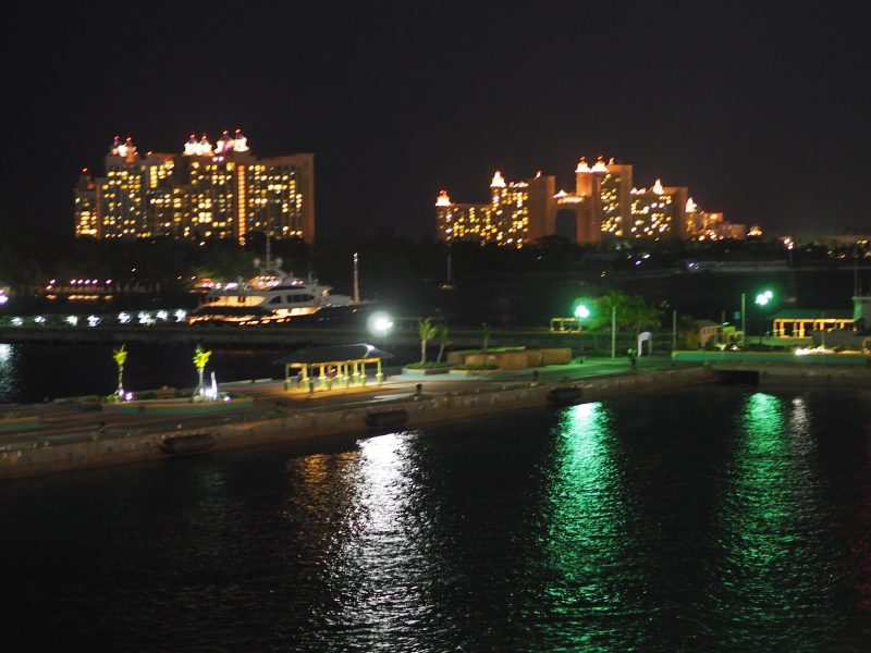 Atlantis Hotel at night from our Balcony before pulling out of Nassau on the Enchantment of the Seas