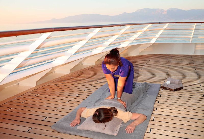 Thai massage is offered on deck on SeaDream Yacht Club cruises.