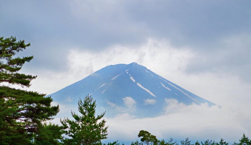 Mt. Fuji, still an active volcano, is about 100 kilometers southwest of Tokyo.