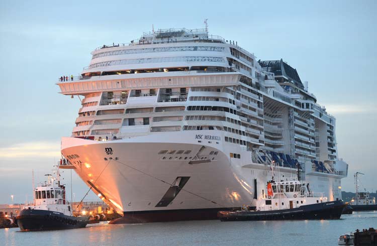 MSC Meraviglia in its final stages of construction.