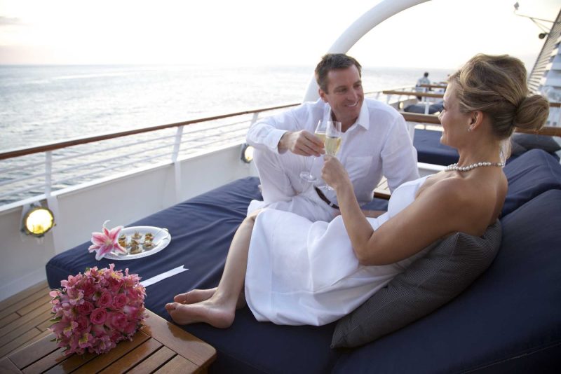 Toast to your partner, on a wedding voyage, honeymoon cruise or after a renewal of vows, on SeaDream.