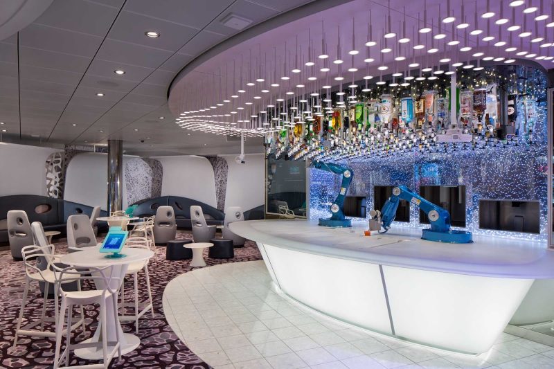 A robot will whip up your drink at the Bionic Bar on Symphony of the Seas.