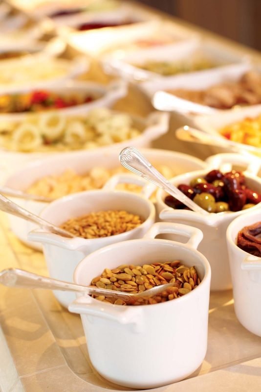 A gourmet salad bar features enough choices to make everyone happy in the Lido Cafe aboard the Crystal Symphony.
