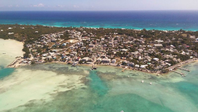 Aerial of Harbour Island in North Eleuthera in the Bahamas.