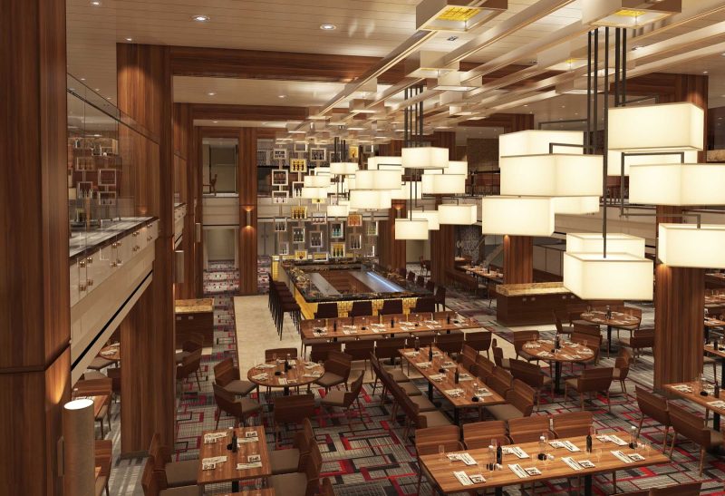 Smart casual dress attire is suggested for the main dining room at the aft of Carnival Horizon.