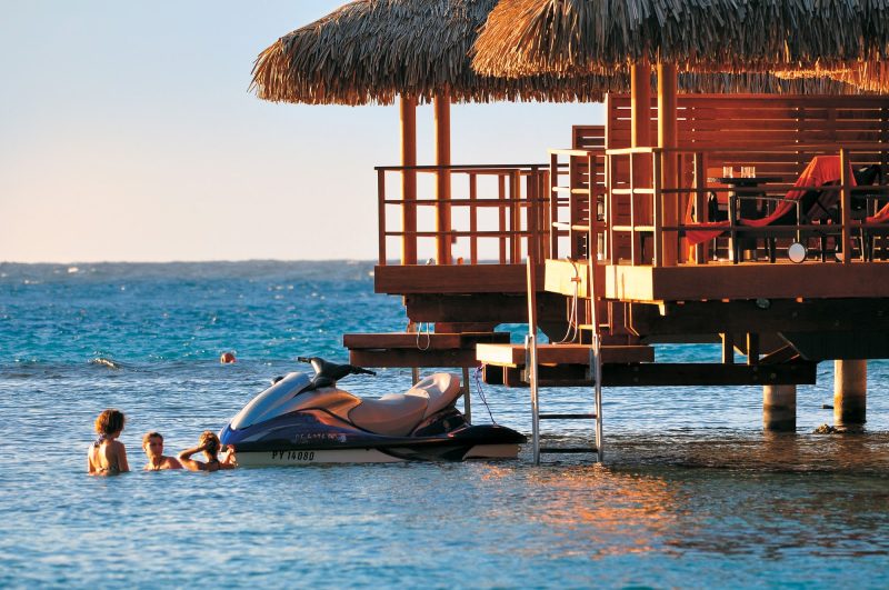 Gotta love the overwater bungalows and water activities — diving, kayaking, jet skiing — during a Paul Gauguin visit to the InterContinental Resort Moorea.
