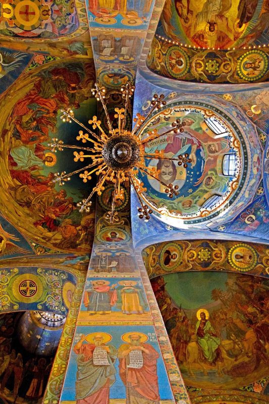 Inside the Church of the Savior on Spilled Blood in St. Petersburg, Russia.
