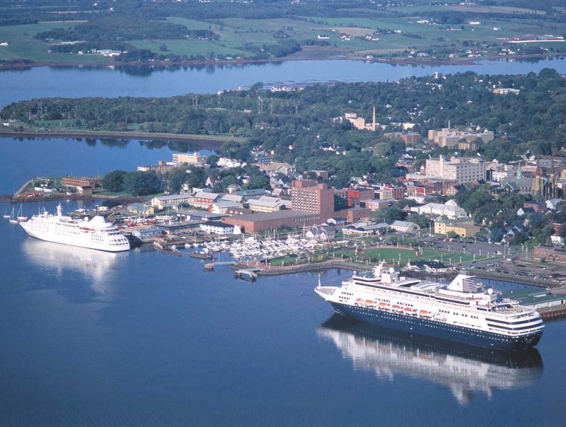 Cruise ships docked in Charlottetown Harbour, Prince Edward Island, Canada.