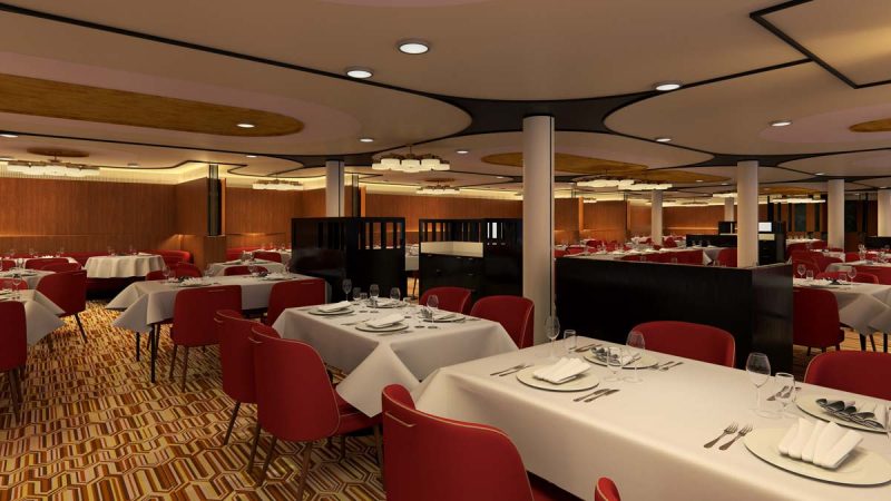  A look at the upscale Flamingo restaurant that will debut on Carnival’s Mardi Gras (rendering). 