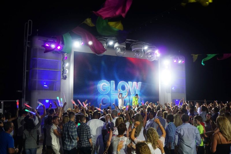 The nightlife scene at a Glow Party on Norwegian Getaway.
