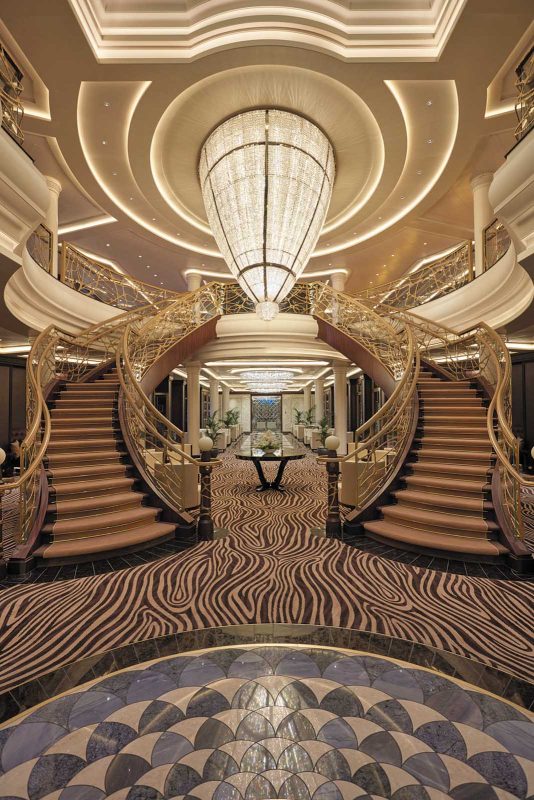 The elegant Atrium of Seven Seas Explorer.