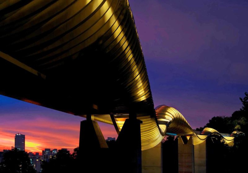 The Henderson Wave pedestrian bridge is the highest pathway in Singapore at 118 feet above Henderson Street.