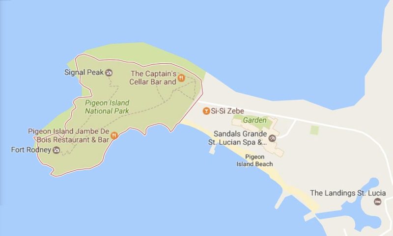 The Pigeon Island National Park area on St. Lucia.