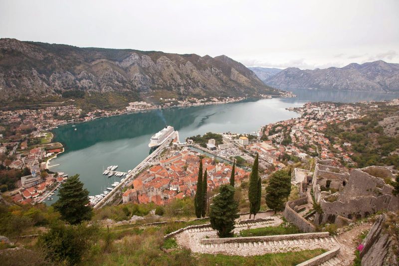 Viking Star and the surrounding idyllic landscape of Kotor, Montenegro. 