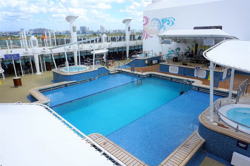 The main adults-only pool is in the center of the action on the main deck.