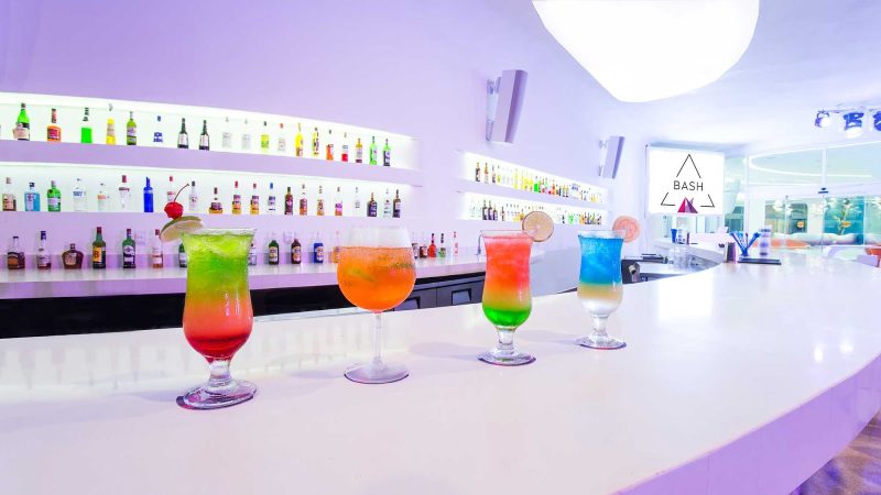 Some of the cocktails served at the stylish Bash bar at Temptation Cancun Resort.