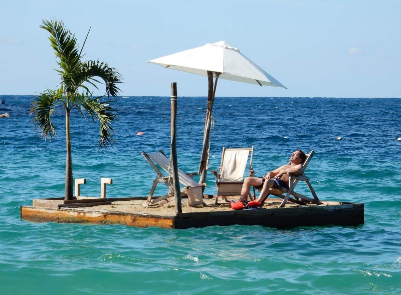 Swim out a few yards and bask on a floating oasis at Las Caletas, Mexico.