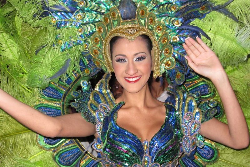 A dancer in traditional garb in Panama. 