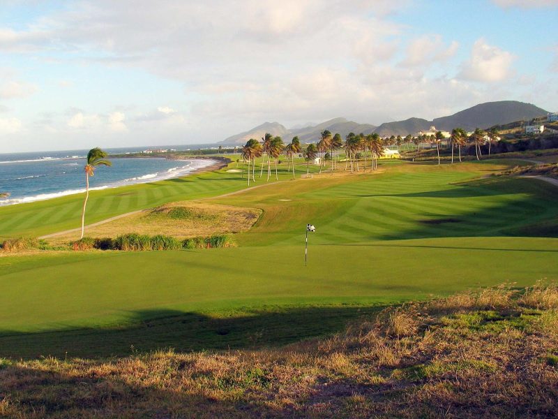 The Royal St. Kitts Golf Course in Basseterre, St. Kitts, offers 18 championship holes on over 125 acres of irrigated, lush island terrain.