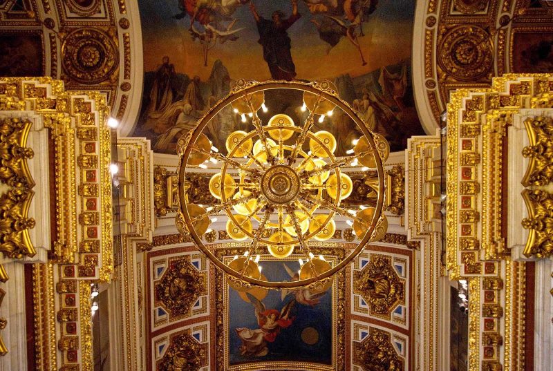 View of the ceiling in Saint Isaac's Cathedral in St.Petersburg, Russia.