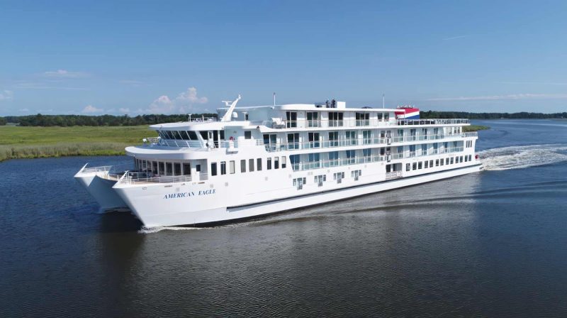 Launched in summer 2023, the 109-passenger American Eagle is one of American Cruise Lines' new “go anywhere” ships called Coastal Cats.