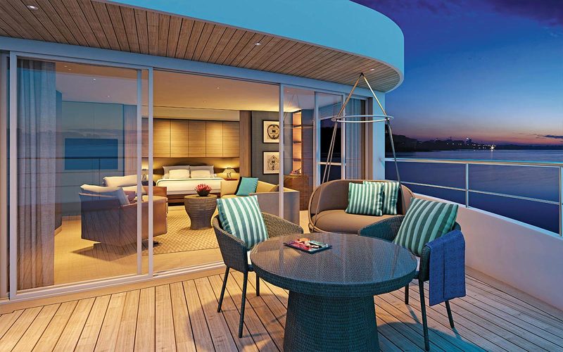 The Royal Panorama Suite aboard the luxury river ship Scenic Spirit.