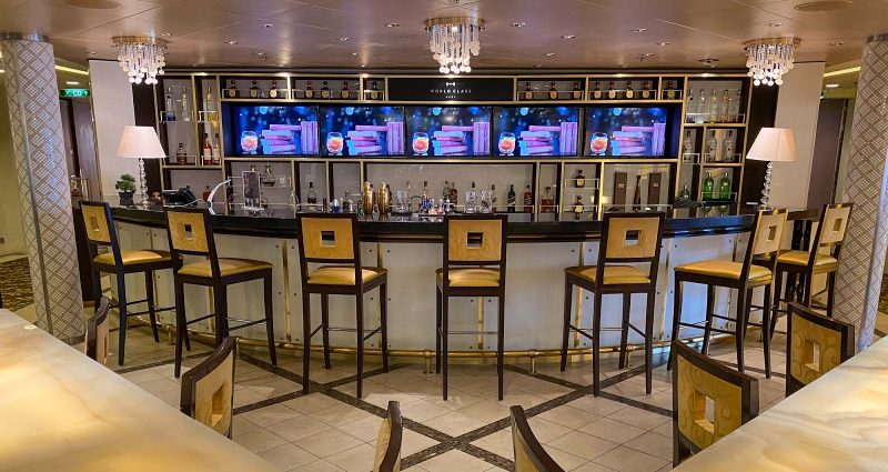 The classy World Class Bar on Celebrity Equinox.