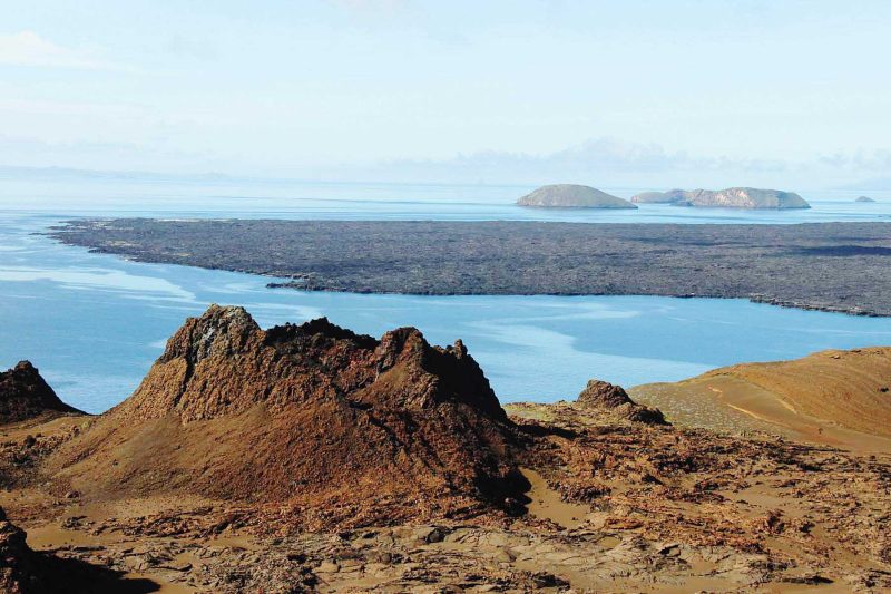 An aerial view of Bartolomé, one of the most scenic regions of the Galápagos.
