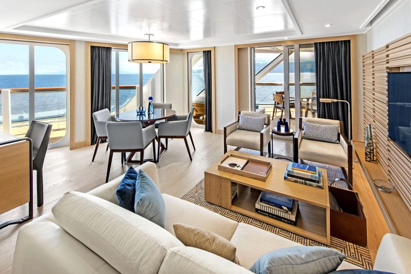 The Explorer Suite Living Room aboard Viking Vesta.