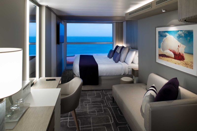  A Panoramic Oceanview stateroom on Celebrity Edge comes in at 212 square feet and can hold up to four people. 