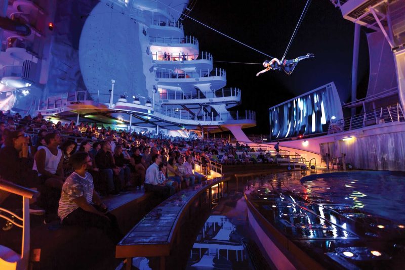 Head to the AquaTheater on Harmony of the Seas for high-flying daredevils and other aerial and water-based entertainment.