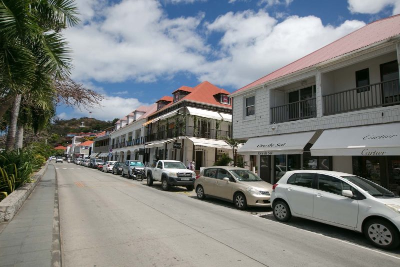 Rue de la Republique, the main street of French-speaking Gustavia, St. Barts.