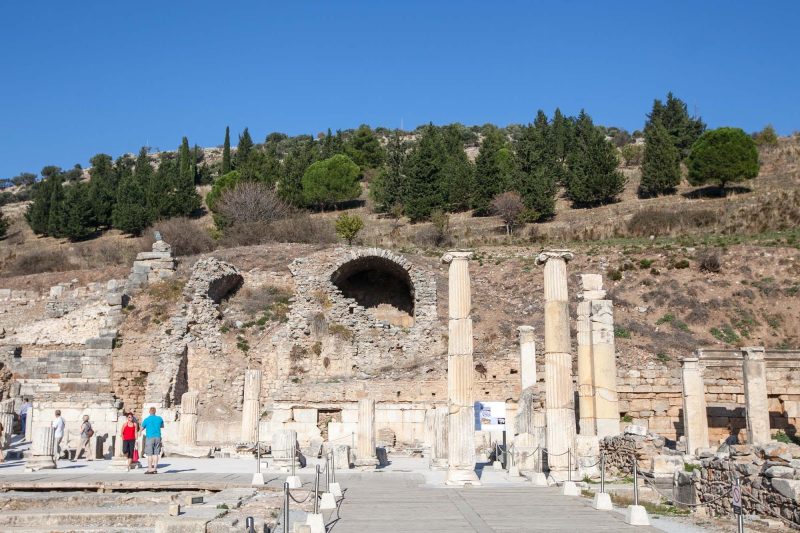 The Library of Celsus at Ephesus, seen from the side.