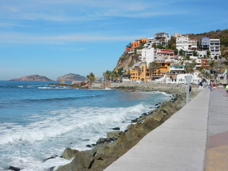 The southern stretch of the miles-long Malecon in Mazatlan, Mexico.