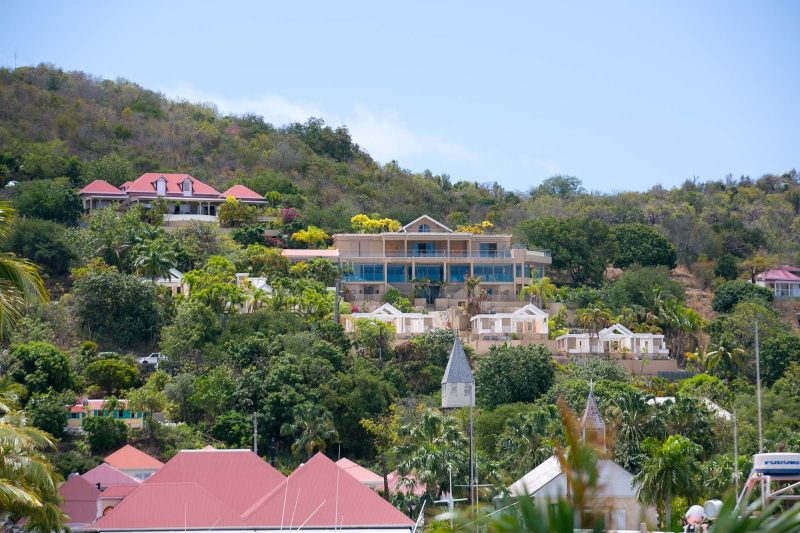 Multimillion-dollar mansions tucked into the hillsides of Gustavia, St. Barts.