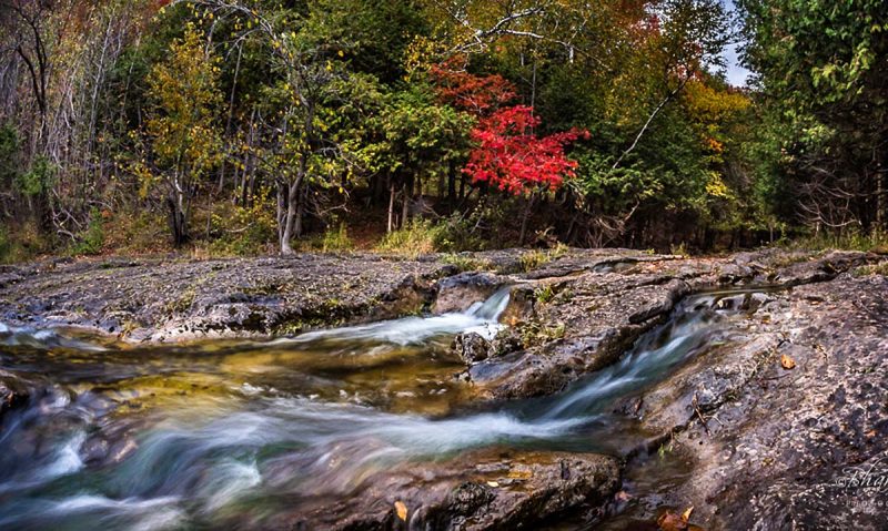 Eugenia Falls on Ontario's Bruce Peninsula during autumn.