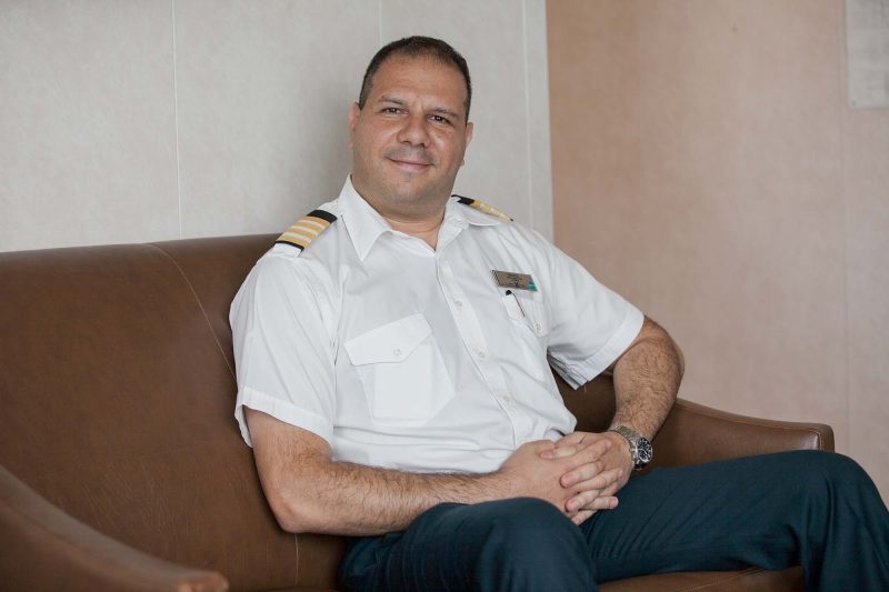 Marios Georgiadis, hotel director of Celebrity Infinity, in his office on the ship.