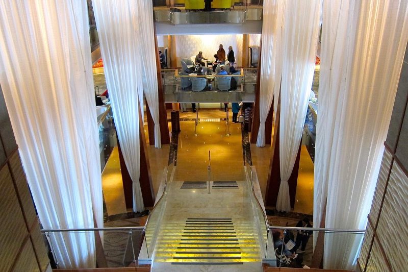 The view over the central staircase on Celebrity Infinity.