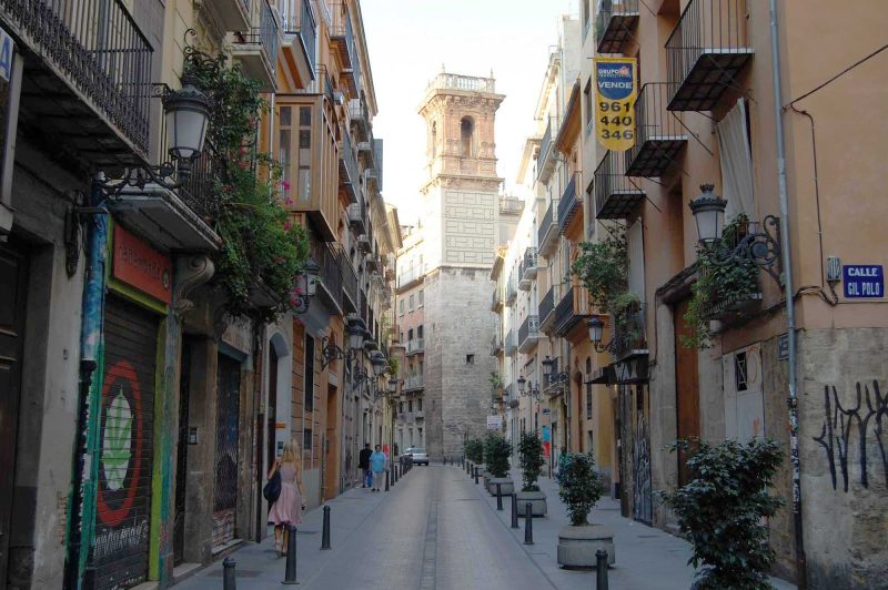 A street scene in Valencia, Spain.